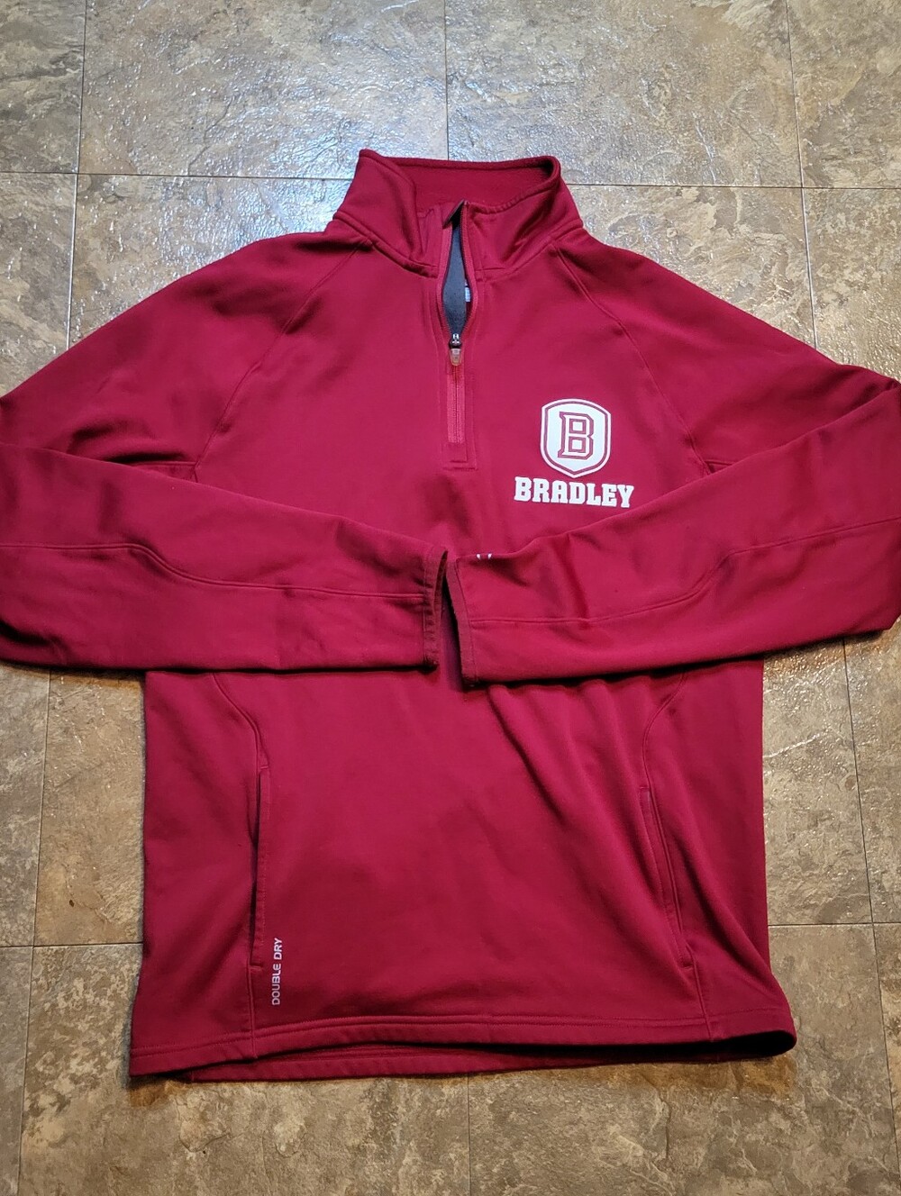 Bradley Braves Pullover Shirt Mens Small Red Long Sleeve Zip Champion Powertrain